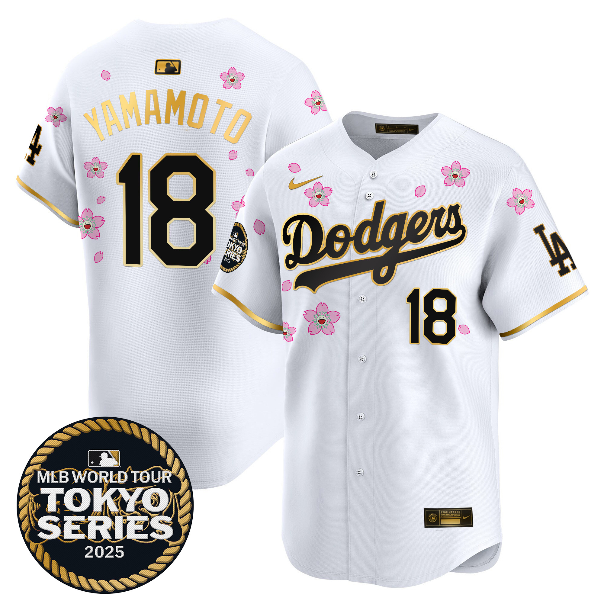 Men Los Angeles Dodgers 18 Yamamoto Tokyo Series white Limited Stitched 2025 Jersey style 2